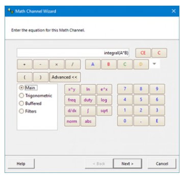 PicoScope Advanced Maths menu setup menu